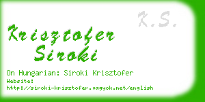 krisztofer siroki business card